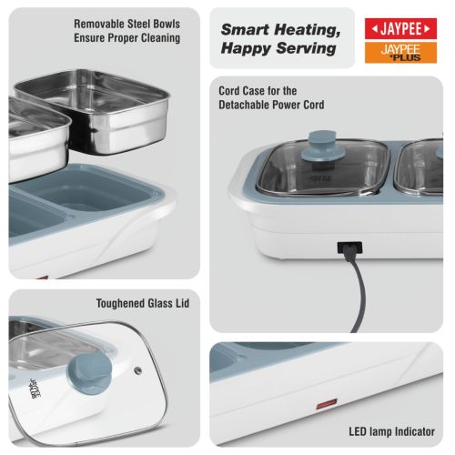 Jaypee E-3 Electric Casserole Set with Toughened Glass Lid