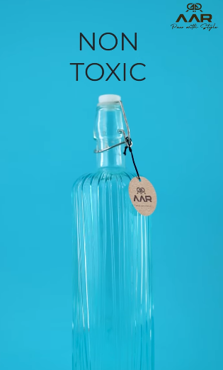 AAR Glass bottle cork for home & office - 1000 ml (BLUE)
