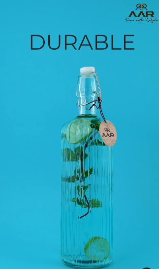 AAR Glass bottle cork for home & office - 1000 ml (BLACK)