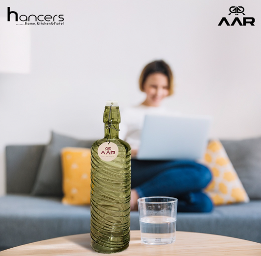 AAR Designer Glass bottle cork for home & office 1000 ml (GREEN)