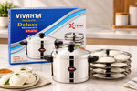 **VIVANTA Deluxe Stainless Steel Multi Purpose Idly Pot with 4 Plates | Extra Deep Idli Maker Steamer | 4-Tier Idli Stand for Soft & Delicious Idlis | Kitchen Cookware**