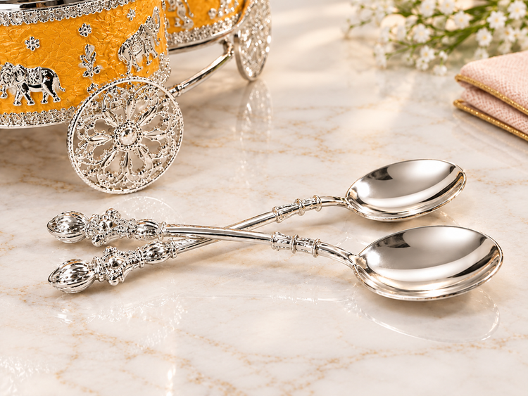 Royal Horse Carriage Dry Fruit Box Set with 2 Silver-Coated Spoons | Luxury Decorative Dry Fruit Serving Set | Premium Gift Box for Diwali, Wedding & Festive Gifting