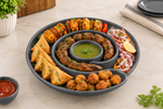 Addox Signature Nairobi Snacks Set 11 Pcs | Premium Porcelain Serving Platter Set with Spiral Plate, Square Bowl, 6 Plates & Serving Dishes