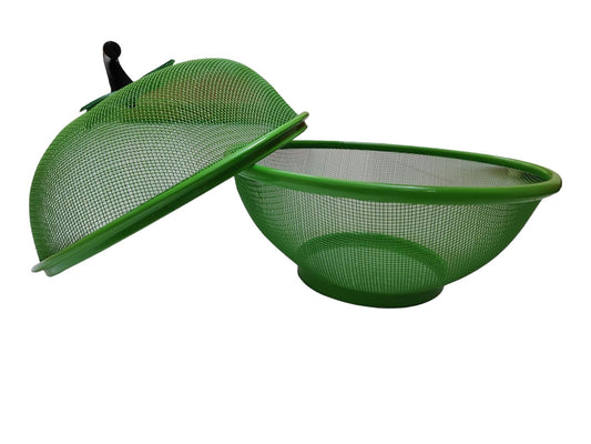 Fruit Basket with Lid Net Cover Steel Big Size for Dinning Kitchen Home Apple Shape Net Cover Protective Fruits Vegetables Food Storage Basket Strainer Kitchen Accessories (Green)