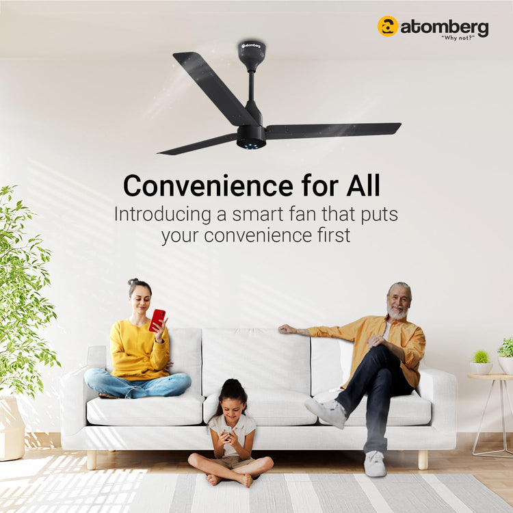 Atomberg Renesa Smart 1200mm BLDC Ceiling Fan with IoT & Remote | Energy Efficient Ceiling Fan | Ceiling fan for Living Room | High Air Delivery with LED Indicators (Pebble Grey)