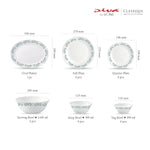 LaOpala Diva Lavender Dew Classique Collection Opalware Dinner Set (White) - 27 Pieces