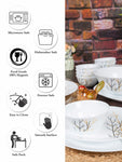 La Opala Diva Ivory Collection Opal Glass Crockery | for Family of 6 | Dinner Set 27 pcs Golden Fall | Plates & Bowls for Dining | Microwave Safe | 100% Vegetarian | Extra Strong | Light & White