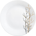 La Opala Diva Ivory Collection Opal Glass Crockery | for Family of 6 | Dinner Set 27 pcs Golden Fall | Plates & Bowls for Dining | Microwave Safe | 100% Vegetarian | Extra Strong | Light & White