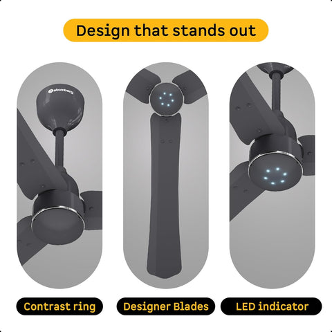 Atomberg Renesa Halo 1200 mm BLDC Ceiling Fan with Remote Control & LED Indicators | Pebble Grey