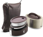VAYA TYFFYN Lyte 600 ml Graphite Polished Stainless Steel Tiffin Box with BagMat 2 Containers Lunch Box  (600 ml, Thermoware)