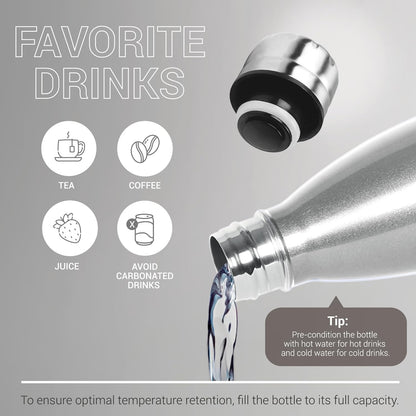 Milton Duo DLX 1000 Thermosteel Bottle, 1000 ml Water Bottles, 24 Hours Hot and Cold, Easy to Carry, Easy Grip, Rust Proof, Tea, Coffee, Office, Travel Bottle, Silver