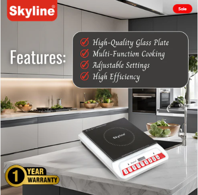 Skyline 2000W Induction Cooktop | High-Efficiency Infrared Induction Cooker with Multi-Function Cooking | Fast Heating | Energy Saving Electric Cooktop