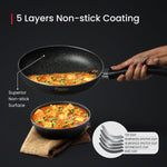 Prestige Non-Stick Omega Deluxe Granite Fry Pan | 24 Centimetre | Black | Induction Base | 5 Layer Non-Stick Cookware | Dishwasher Safe | 2-Layer Metallic Finish
