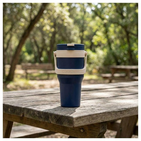 Oliveware Titan 750 ml Traveller Mug | Stainless Steel Inner | Insulated Plastic Body | Hot & Cold Beverage Travel Cup- Blue