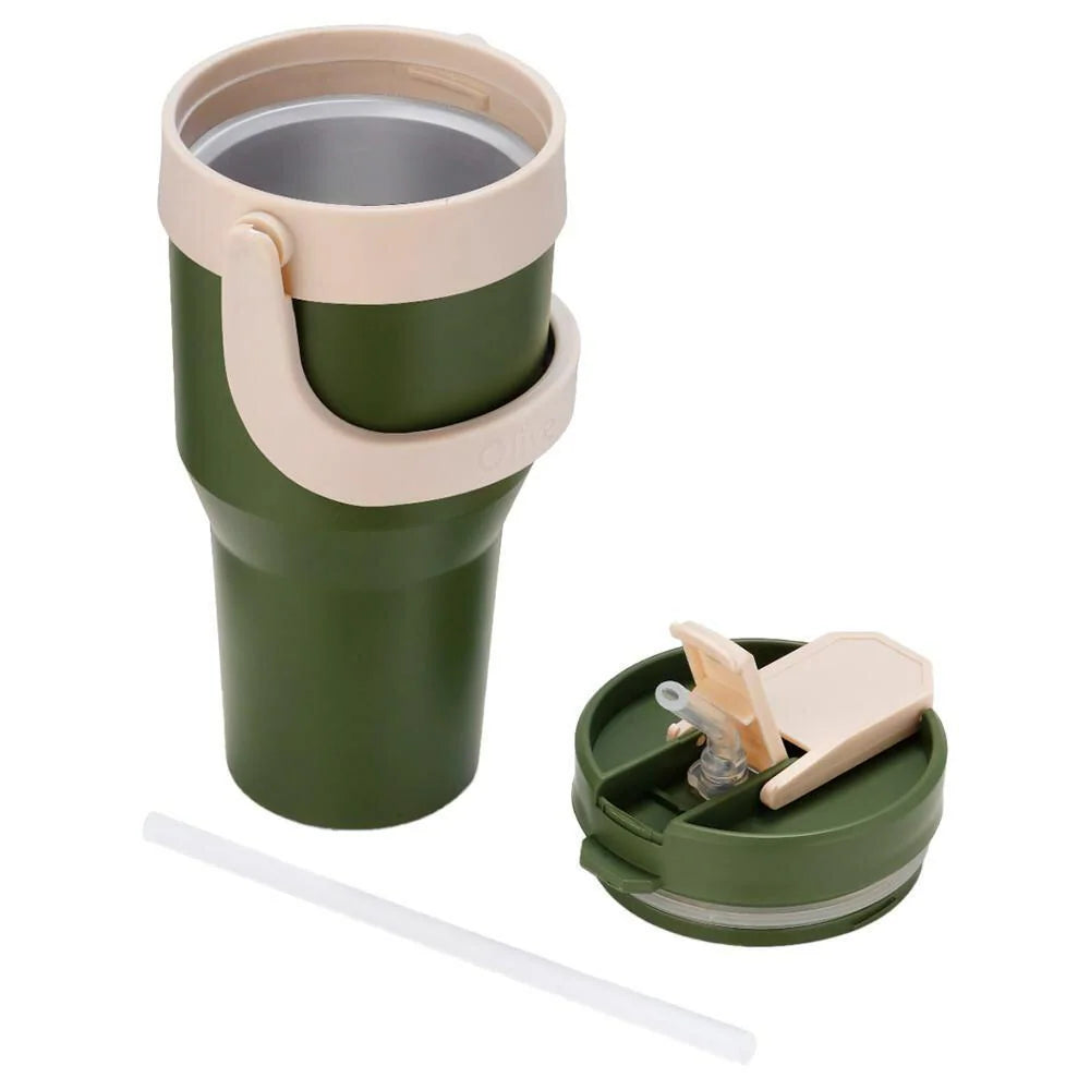 Oliveware Titan 750 ml Traveller Mug | Stainless Steel Inner | Insulated Plastic Body | Hot & Cold Beverage Travel Cup- Green