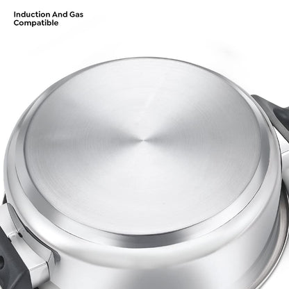 Prestige 3L Svachh FLIP-ON Stainless Steel Pressure Cooker with glass lid|Innovative lock lid with spillage control|Gas &amp; Induction compatible|5 years warranty|Silver