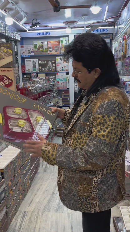 BONJOUR Sapphire 3-in-1 Insulated Chafing Dish | Premium Stainless Steel Hotpot & Casserole with PUF Insulation | Buffet Server with Glass Lids & Golden Handles | Grey