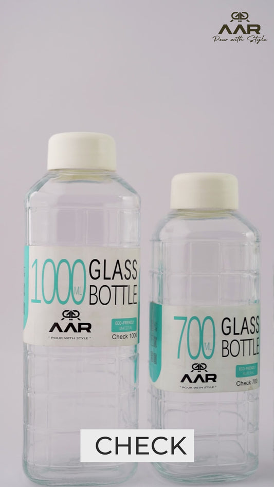 AAR - Elite Glass Water Bottles, Microwave & Freezer Safe, Leak Proof & Airtight Lid, Scratch Resistant, Transparent - 300 ml