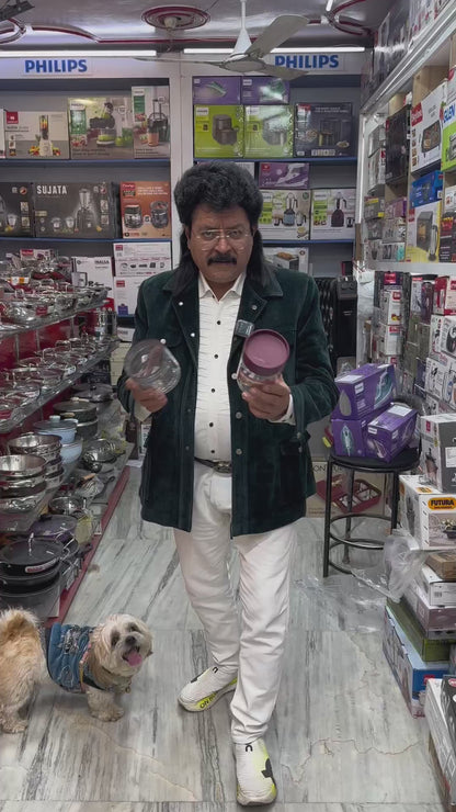 Jaypee Plus Luxe 4 Jar Dry Fruit & Snacks Storage Container Set of 4 Pcs | BPA Free & Airtight Silicone Seal Lid with Mirror Glass Tray | Durable & Break Resistant 500 ml, Light Grey