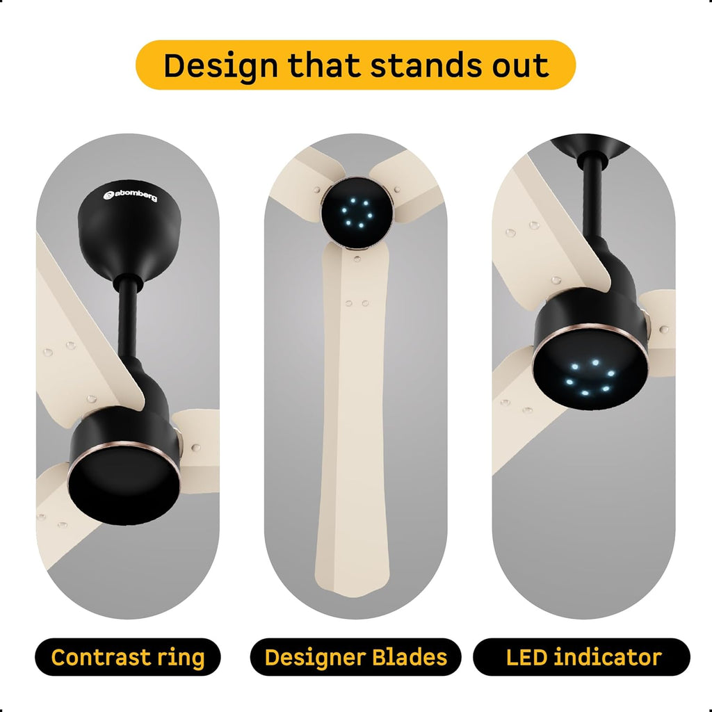 Atomberg Renesa Halo Smart 1200mm,5-star BLDC fan,Remote Ceiling fan for Home,Works with Alexa,65% Energy Saving,High Air Delivery,LED Speed Indicator,3-Year Warranty,Newly Launched (SS Ivory & Black)