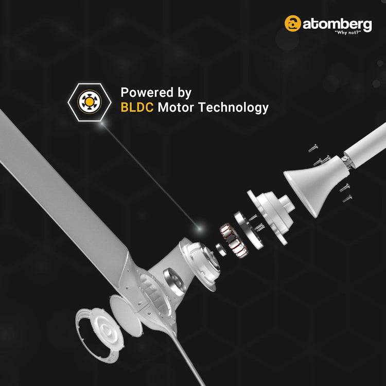 Atomberg Aris Starlight 1200mm BLDC Ceiling Fan with Underlight, IoT & Remote Control | Smart Fan with Noiseless Operation (Marble White)