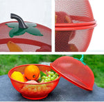 Fruit Basket with Lid Net Cover Steel Big Size for Dinning Kitchen Home Apple Shape Net Cover Protective Fruits Vegetables Food Storage Basket Strainer Kitchen Accessories (Red)