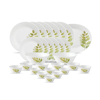 La Opala Diva, Ivory Collection, Opal Glass Dinner Set 27 pcs, Autumn Shadow, White