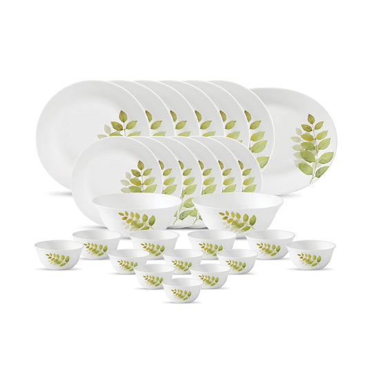La Opala Diva, Ivory Collection, Opal Glass Dinner Set 27 pcs, Autumn Shadow, White