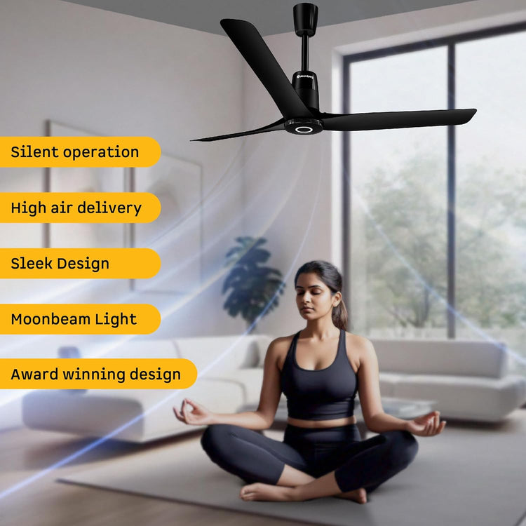 Atomberg Aris Contour Smart 1200mm BLDC Ceiling Fan with IoT & Remote,5 star,Best-in-class Air Delivery,Silent Operation,Free Installation, Award Winning Sleek Design, 3 Year Warranty (Midnight Black)