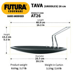 Hawkins Futura Hard Anodised Tava 26 cm, 4.88 mm (Black)