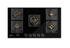Crompton Optime 90 cm 5 Burners Built-in Glass HOB with Digital Timer, Full Brass Burners & 3D Flame Technology (HOB-OPFBTI900-MBL, Midnight Black)