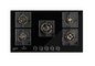 Crompton Optime 90 cm 5 Burners Built-in Glass HOB with Digital Timer, Full Brass Burners & 3D Flame Technology (HOB-OPFBTI900-MBL, Midnight Black)
