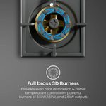 Crompton Optime 90 cm 5 Burners Built-in Glass HOB with Digital Timer, Full Brass Burners & 3D Flame Technology (HOB-OPFBTI900-MBL, Midnight Black)