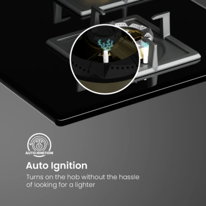 Crompton Optime 90 cm 5 Burners Built-in Glass HOB with Digital Timer, Full Brass Burners & 3D Flame Technology (HOB-OPFBTI900-MBL, Midnight Black)
