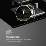 Crompton Optime 90 cm 5 Burners Built-in Glass HOB with Digital Timer, Full Brass Burners & 3D Flame Technology (HOB-OPFBTI900-MBL, Midnight Black)