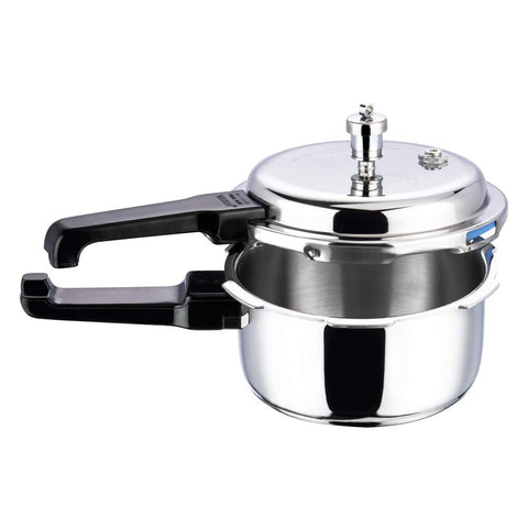 Vinod Platinum Triply Stainless Steel Outer Lid Pressure Cooker 5 Litres - ISI certified, Silver (Induction and Gas Stove Friendly) with 2 Years Warranty