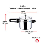 Vinod Platinum Triply Stainless Steel Outer Lid Pressure Cooker 5 Litres - ISI certified, Silver (Induction and Gas Stove Friendly) with 2 Years Warranty