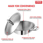 Vinod Platinum Triply Stainless Steel Kadai with Stainless Steel Lid 3.2 litres Capacity (26 cm Diameter) | 3.2 L Triply Stainless Steel Kadai - Silver (Induction and Gas Stove Friendly)