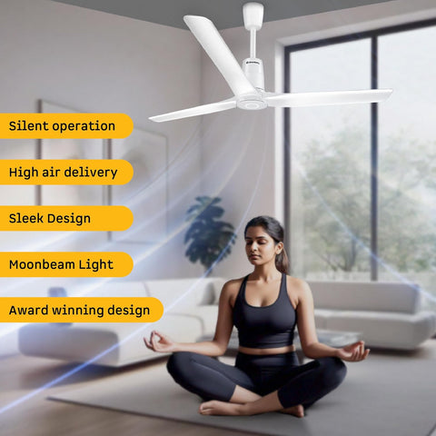 Atomberg Aris Contour Smart 1200mm BLDC Ceiling Fan with IoT & Remote,5 star,Best-in-class Air Delivery,Silent Operation,Free Installation, Award Winning Sleek Design, 3 Year Warranty (Marble White)