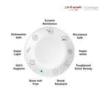 LaOpala Diva Lavender Dew Classique Collection Opalware Dinner Set (White) - 27 Pieces