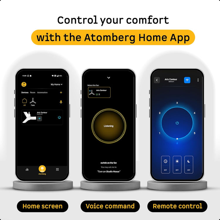 Atomberg Aris Contour Smart 1200mm BLDC Ceiling Fan with IoT & Remote,5 star,Best-in-class Air Delivery,Silent Operation,Free Installation, Award Winning Sleek Design, 3 Year Warranty (Marble White)