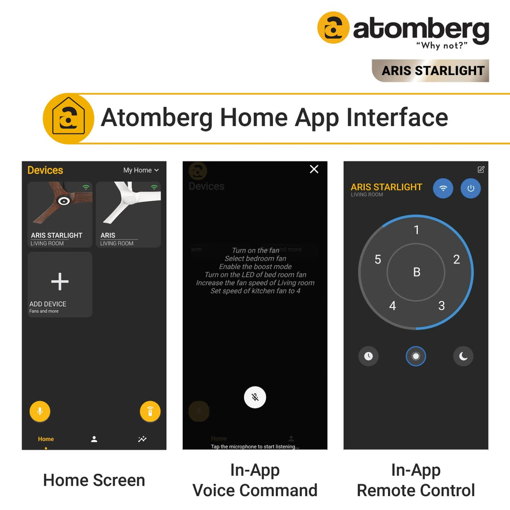 Atomberg Aris 1200mm BLDC Ceiling Fan with IoT & Remote Control | Smart Fan with Noiseless Operation (Dark Teakwood)