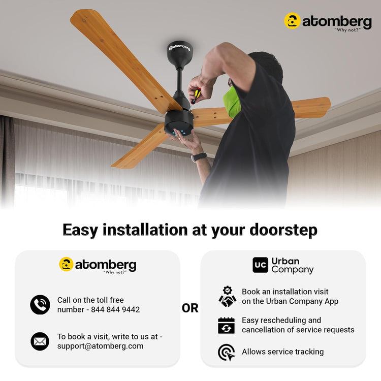 Atomberg Aris 1200mm BLDC Ceiling Fan with IoT & Remote Control | Smart Fan with Noiseless Operation (Dark Teakwood)