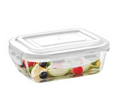 Borosil Klip N Store Rectangular Borosilicate Glass Container (Transparent, 640 ml)