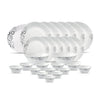 La Opala Diva, Classique Collection, Opal Glass Dinner Set 27 pcs, Misty Drops, White, Standard
