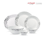 La Opala Diva, Classique Collection, Opal Glass Dinner Set 27 pcs, Misty Drops, White, Standard