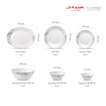La Opala Diva, Classique Collection, Opal Glass Dinner Set 27 pcs, Misty Drops, White, Standard