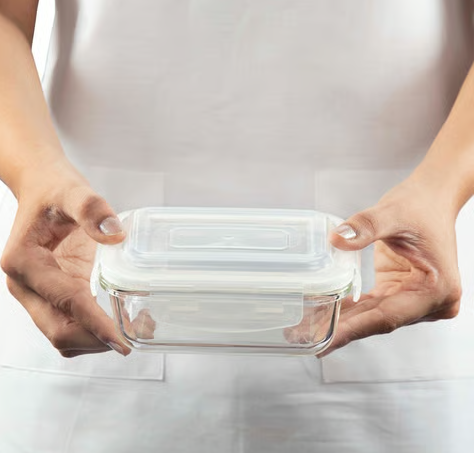 Borosil Klip N Store Rectangular Borosilicate Glass Container (Transparent, 640 ml)