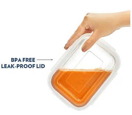 Borosil Klip N Store Rectangular Borosilicate Glass Container (Transparent, 640 ml)