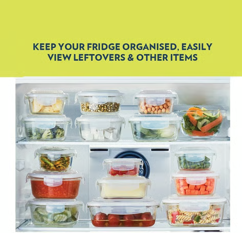Borosil Klip N Store Rectangular Borosilicate Glass Container (Transparent, 640 ml)
